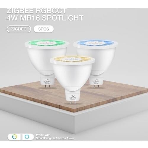 GLEDOPTO Zigbee 3PCS/Lot Spotlight MR16 RGBCCT Color Changing Spot Light Hub APP/Voice Control LED Light Bulb Beam Angle 30/120