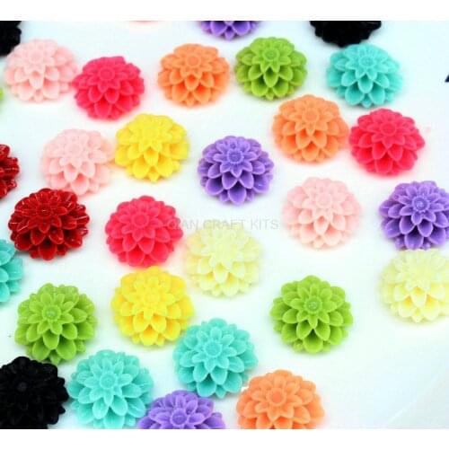 250pcs CLEARANCE SALE big 21mm Mixed Resin Flower Cabochon, Chrysanthemum mum Flower flatback Cabochon decoden