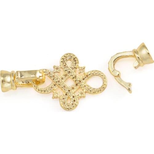 Luxury Cubic Zirconia Bracelet Clasp Hooks Chinese Knot Shape Bracelet Clasp Hook Connector With Micro Pave Accessories 1pc