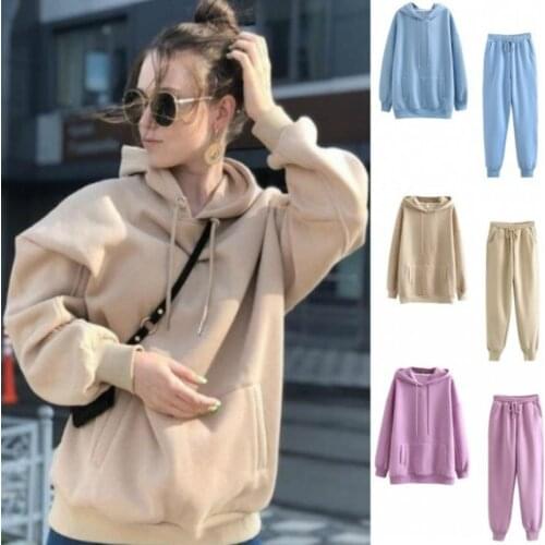 Tracksuit Women Winter Thicken Oversize Fleece Hoodie Sweatshirts 2020 Fashion Ladies Pullovers Warm Tracksuits Ropa De Mujer