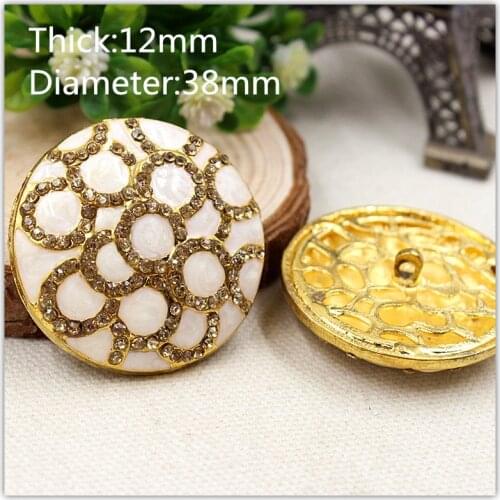 1551053,1 pcs, beige dots oil technology, Rhinestone and gold jewelry metal buttons, clothing accessories,DIY handmade materials