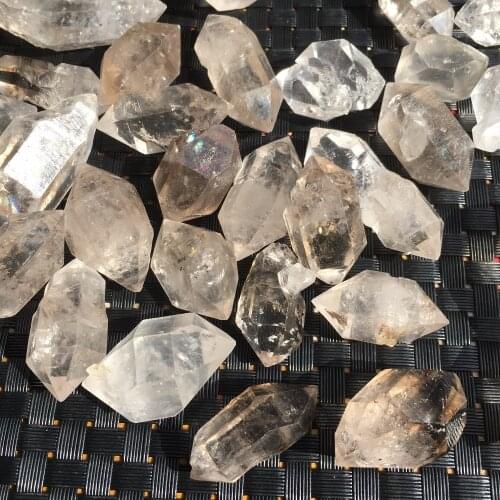 2pcs amazing natural Herkimer Diamond original stone granule ghost clear quartz wand point reiki healing crystals meditation