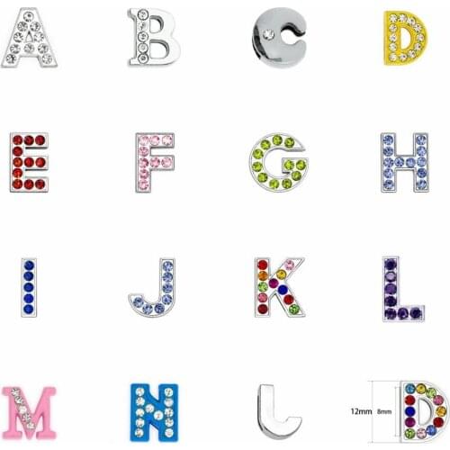 26 A-Z pieces Internal Dia 8mm slide Charm gold color English letters DIY Accessories fit 8mm wide belt pet collar