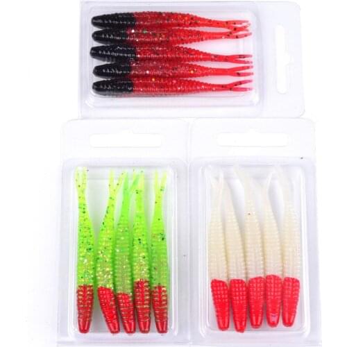 50PCS Soft Capuchin maggots Fishing Lure Grub worm Silicone Bait Y tail 7cm/2.4g