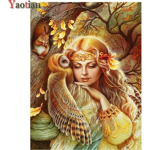 Diamond Embroidery Girl And Owl Squirrel Forest 5D Diamond Painting Cross Stitch Kit Needlework Handmade Mosaic Decorations New