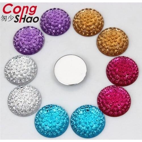Cong Shao 150PCS 16mm Round Acrylic Rhinestone Applique Flat Back Stones Crystals For DIY Clothes Craft Accessories CS116