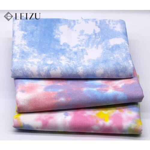 Color Tie-Dye Cotton Denim Fabric Garment Fabric High-End DIY Handmade Clothes Twill Cotton Thick Material TJ3486