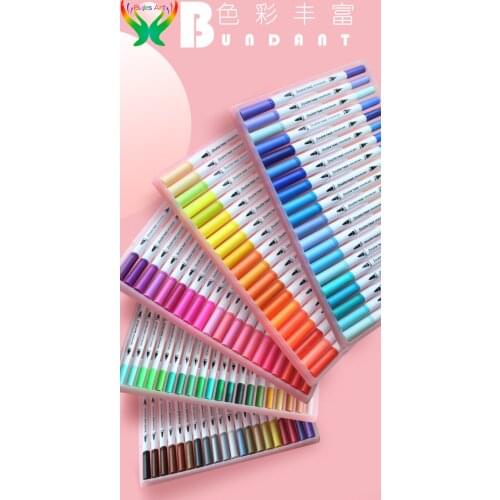 Double head watercolor pen multi specification 12 / 24 / 36 water based soft head set painting brush art supplies