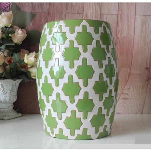 European Simple Modern Monochrome Glazed Green Ceramic stool Ancient Shoe Dressing Home Decoration Model room porcelain stool