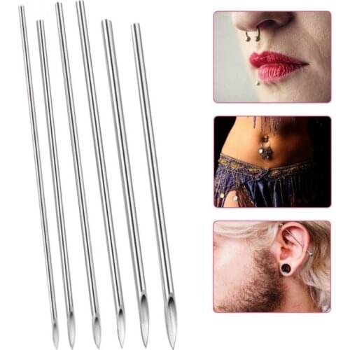 6 Types 100PCS Piercing Needles Sterile Disposable Tattoo Body Piercing Needles 14G 15G 16G 17G 18G 20G for Nose Ear Lip
