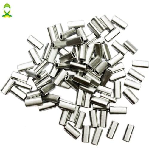 JSM 100 pcs/lot Barrel Crimping Sleeves Aluminum Alloy Crimp sea fishing line tube inside Diameter1.0mm-2.0mm