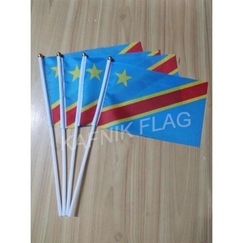 KAFNIK,10/20/50/100pcs Democratic Republic of the Congo Banner free shipping Hand waving Flag