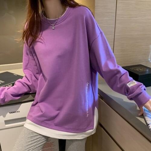Korean Style O Neck Long Sleeve Women Sweatshirts Casual Solid Color Oversized Hoodies Female Clothing Letter Harajuku Pullover