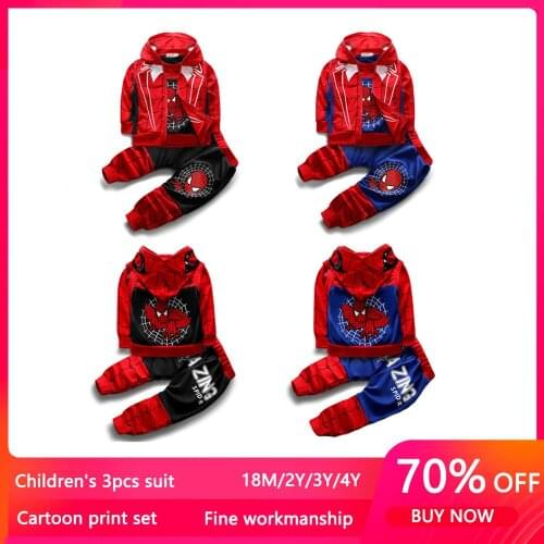 2020 NEW Toddler Boys Costume For Girls Clothing Spider Sets Spring Autumn Kids Outfits 3pcs Tracksuit Children Clothes