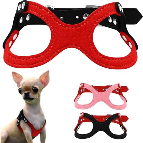 Cute Soft Suede Small Dog Cat Harness Adjustable Harnesses For Puppy Chihuahua Yorkie Teddy Black Red Pink Colors S/M/L