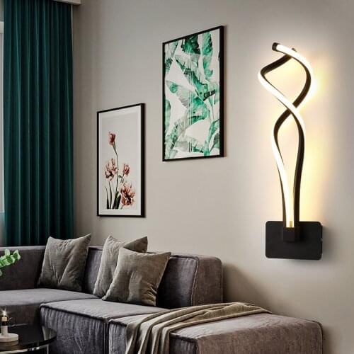Modern Minimalist Wall Lamps Living Room Bedroom Bedside 16W AC96V-260V LED Sconce black white Lamp Aisle Lighting decoration