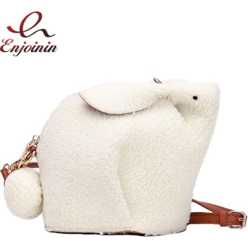 Snow White Bunny Design Small Pu Leather Crossbody Bag for Women 2020 Fashion Purses and Handbags Shoulder Bag Mini Clutch Bags