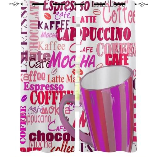Coffee Cup Coffee Type Window Curtains Home Decor Living Room Curtain Kitchen Draperies Curtains for Bedroom