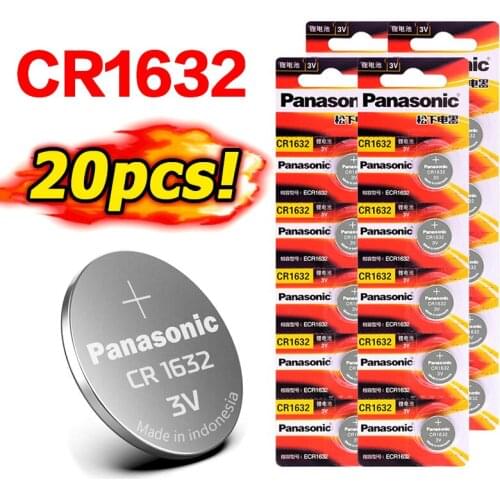 20pcs 3V Panasonic original Lithium Button Battery Coin Cell for watch computer remote control CR1632 DL1632 ECR1632 battery