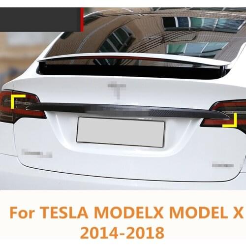 For TESLA MODELX MODEL X 2014-18 Carbon Fiber Rear Trunk Tailgate Trim Door Molding Boot Garnish Bezel Cover Exterior decoration
