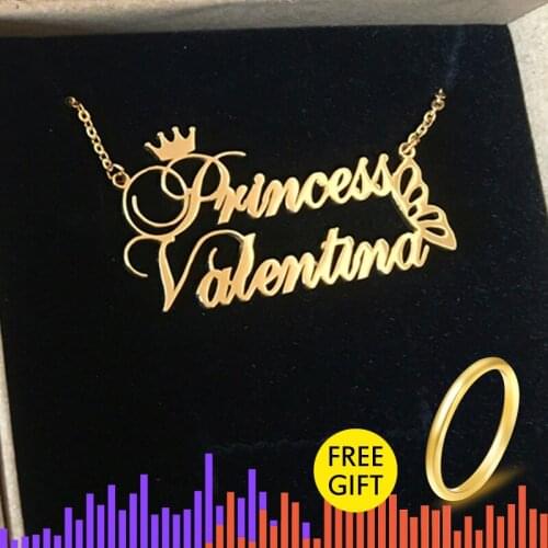 Fashion Custom Crown Butterfly With Name Necklace Couple Name Necklaces Stainless Steel Rose Gold Friendship Gifts Bff Collier