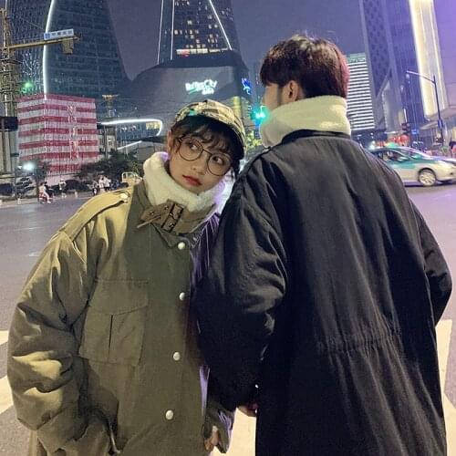 Winter Mens Fleece Lining Thick Warm Parka Coat Loose Casual Black Beige Green Outwear M46