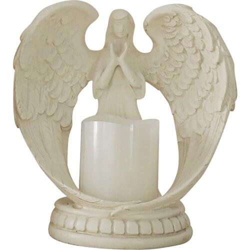 Resin Angel Figurines Electronic Candlestick Praying Angel Candle Holder Home Art Angel Statue And LED Candle Holder Ornaments