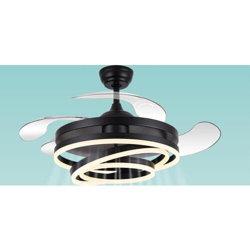 XIUXIU 2021 New Modern LED Black Ceiling Fans with Lights Dining Room Living Room Kitchen Ceiling Fan with Remote Control 220V