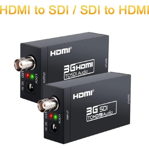 1080P HDMI to HD 3G SDI BNC Converter + SDI to HDMI Converter HDMI SDI / BNC Extender Over single 100m/328ft Coaxial Cables