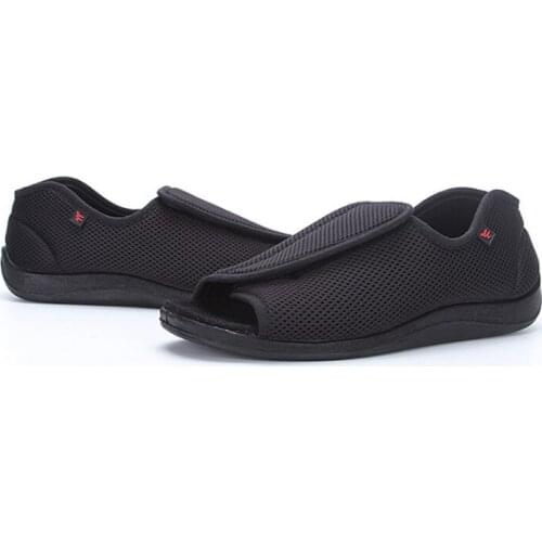 Summer mesh widening shoes adjustable Velcro shoes fat feet puffy and wide thumb valgus deformation diabetic healthcare shoes