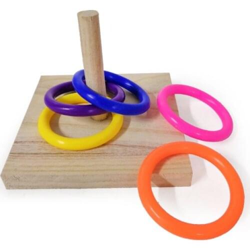 Bird Educational Toys Wooden Platform Stacking Rings Parrot Develop Intelligence Training Pet Supplies for Lovebird