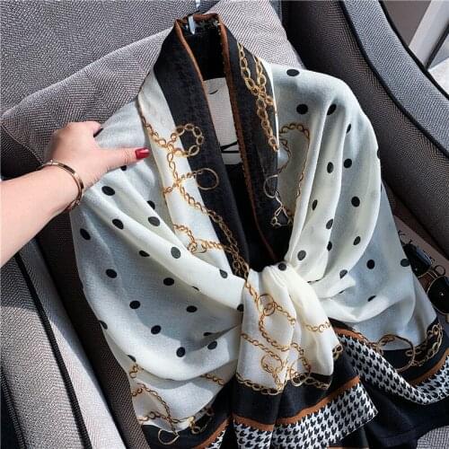2021 brand spring, summer, autumn and winter ladies chain polka dot shawl pure cotton scarf ladies fashion scarf turban Pashmina