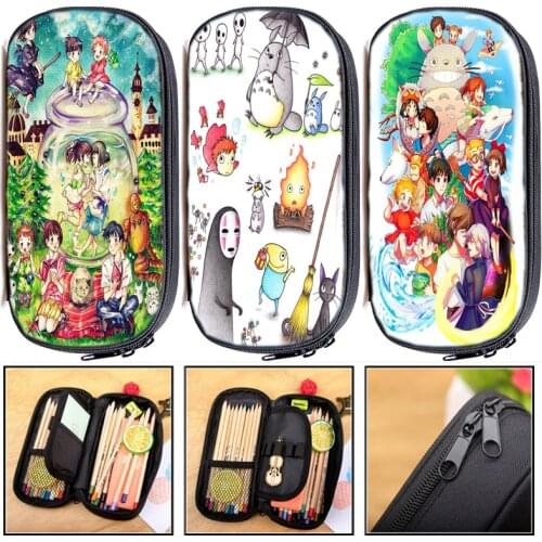 Student Miyazaki Hayao Comic Pen Bag Totoro Pencil Case Teens Pencil Holder Kids Ponyo Pencil Box Boys Girls Stationery Bag Gift