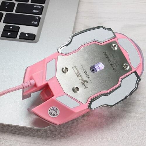 Pink Game Mouse 3200dpi White Light USB Optical Wired Mouse For Computer Laptop