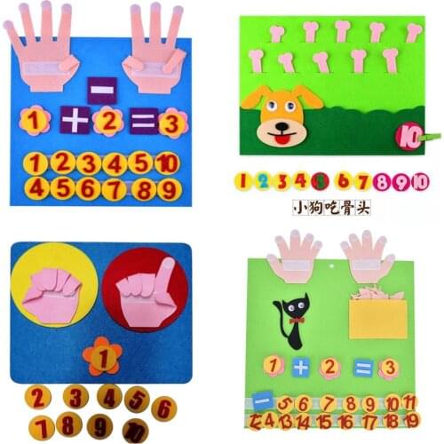 DIY Handmade Felt Finger Toy Set Childrens Non-woven Teaching Aids Wool Knitting Numbers Kindergarten Gift Math Toys
