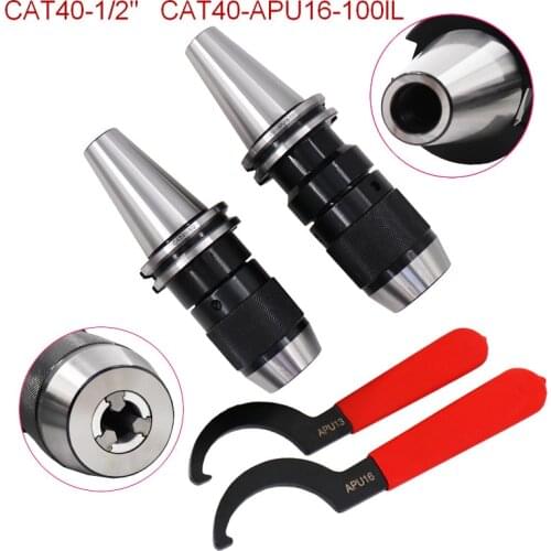 High precision CAT40 APU APU13(1/2'') APU16 Integrated keyless self-tight Drill chuck tool handle for CNC drill milling machine