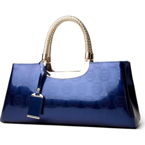 Bright Solid Patent Leather Women Bags Simple Luxury Ladies Handbags Banquet Shoulder Messenger Bags Sac A Main Womens Tote Bag