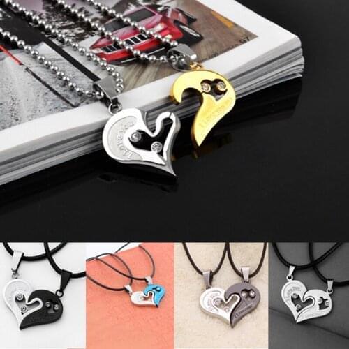 Lover jewelry Punk Gift Necklace Chain Lover Choker Pendants Fashion Stainless Steel Heart pendant 2 pcs/lot