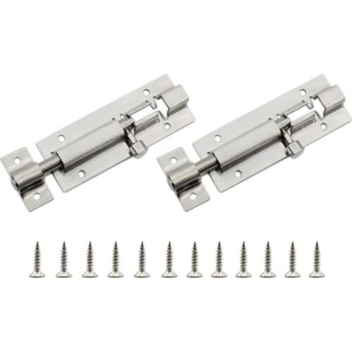 3''Barrel Bolt Lock, Door Security Slide Latch Lock,Thickened Door Latch Lock,Stainless Steel Slide Latch Lock with Screws 2 Pcs