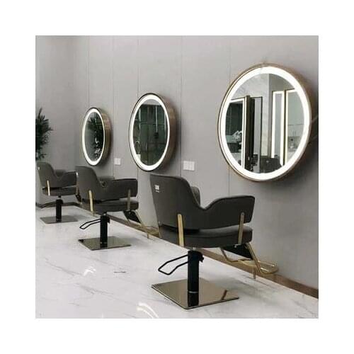 Barbers special lamp mirror hair salon hair salon mirror studio makeup mirror with lamp single side double side round mirror ta