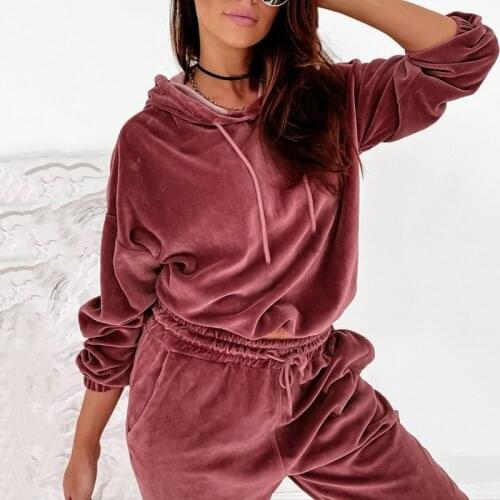 Autumn Top & Pants Velvet Suit Two Piece Set Women Tracksuit Velour Women Velvet Set Woman Tracksuit Sets Conjuntos De Mujer