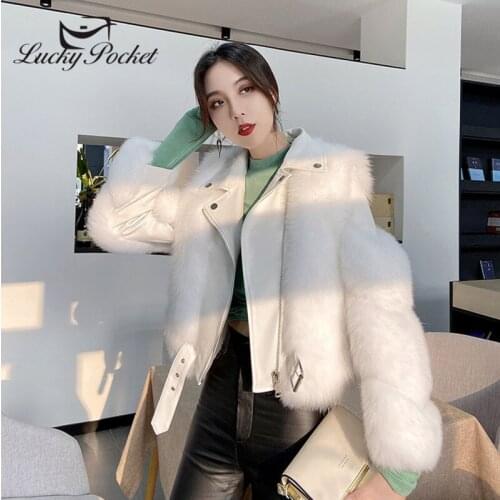 Women Winter Solid Color Spliced Elegant Designed Loose Fur Leather Female High Street Fashion Brand Coat Ladies Coats ML1061