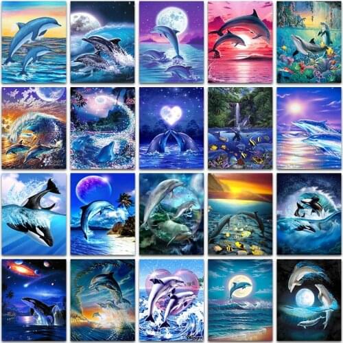 ZOOYA 5D DIY Diamond Painting Dolphin Full Diamond Embroidery Animal Cross Stitch Kits Diamond Art Animals Home Decoration Gift