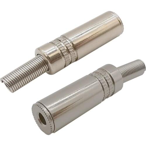 1/2/4Pcs Jack 3.5mm 3 pole stereo female audio connector metal socket solder cable wire adapter with spring 1/8 inch Earphone