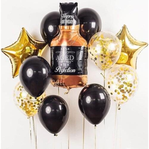 11pcs/set Wine bottle star sequin latex balloons happy birthday party decorations globos baby shower surprise