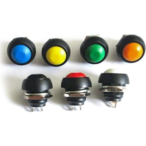 12mm PBS-33B Yellow Red Blue Green White black Plastic Momentary Nomal Open Pushbutton Switch cap