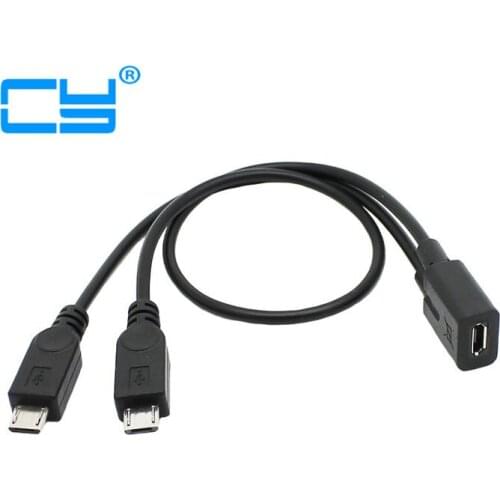 2 IN 1 Micro usb male to 2 port micro usb female charger date cable for Samsung HTC Huawei and others Mobile phones 5pcs
