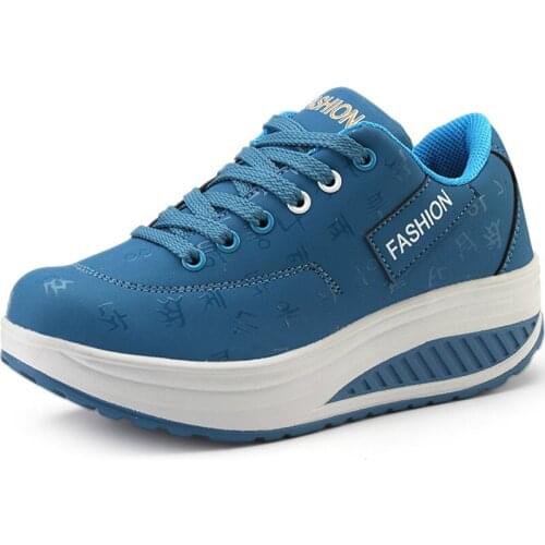 2020 Woman Sport Shoes Trainer Platform Sneakers For Women Leather Sports Shoes Lady Blue Womens Running Shoes