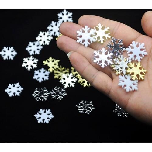 50pcs Plastic Artificial Snowflake Flat back DIY Sewing Path Applique Headwear Xmas Tree Home Decoration Noel Deco Party Navidad