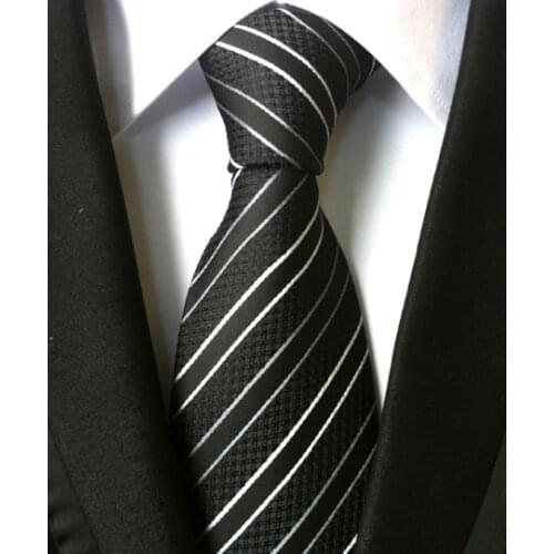 8cm New Classic Ties Stylish Black White Striped Neck Wear Tie for Gift